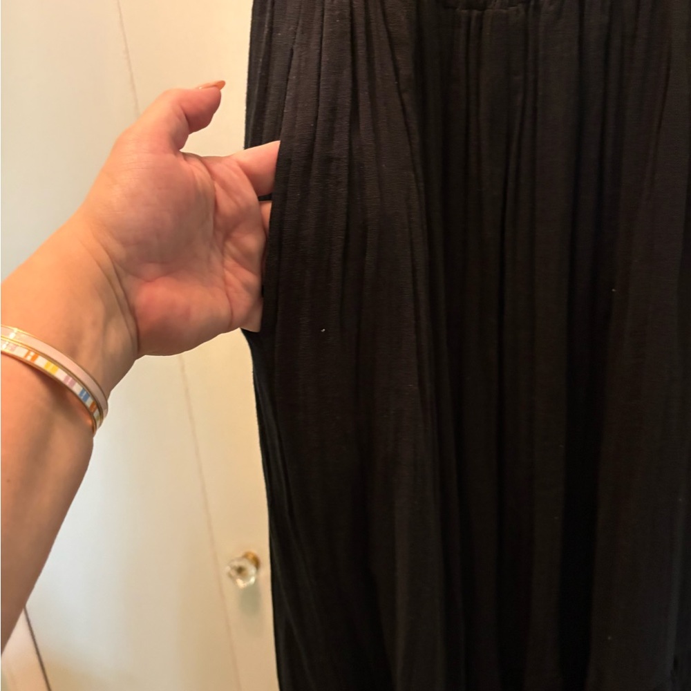 Cotton Gauze Black Ruffle Maxi Dress - Picture 4 of 5